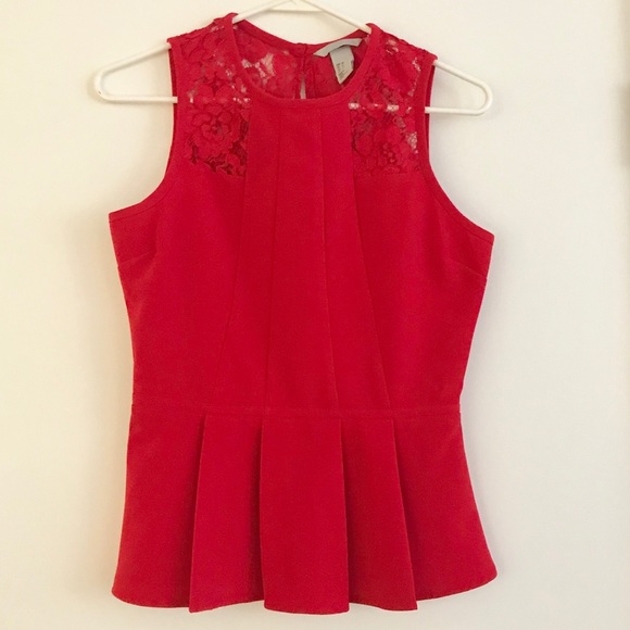 H&M Tops - H&M Red Peplum Lace Top